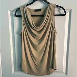 Tahari Women's Tan Sleeveless Drape Top, Size XS